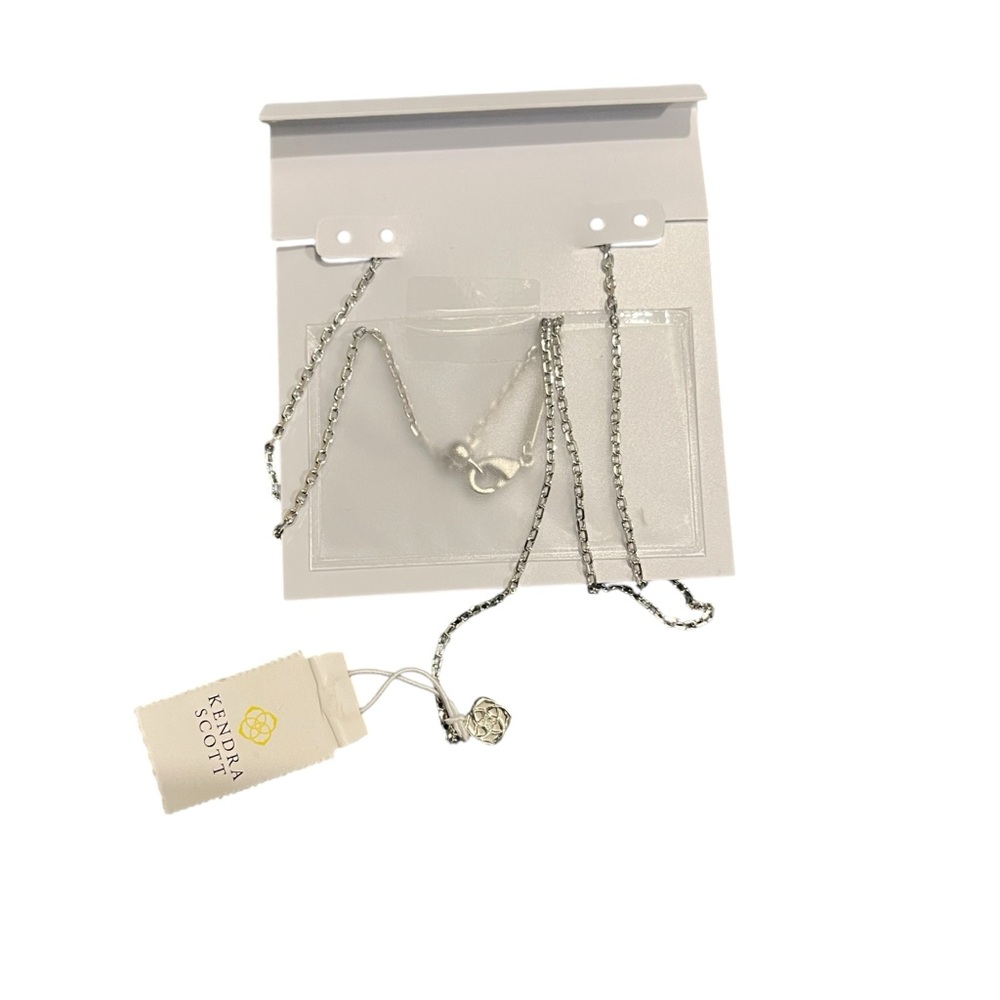 NWT, Kendra Scott Leanor Silver Short Pendant Necklace  in Platinum Drusy - Picture 12 of 12
